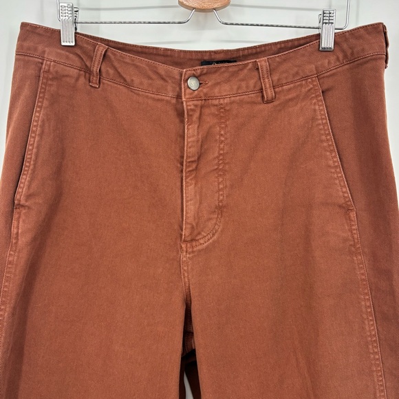 QUINCE organic stretch cotton twill barrel Rust Wide-Leg Pant Sz 16 office - Picture 4 of 11